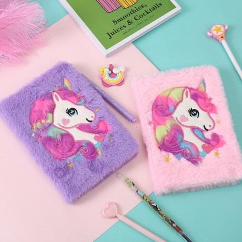 New Arrival 160 Sheets Kawaii Plush Cover Unicorn Notebook Planner Line Daily Weekly To Do It Plan Kids Gift School Stationery