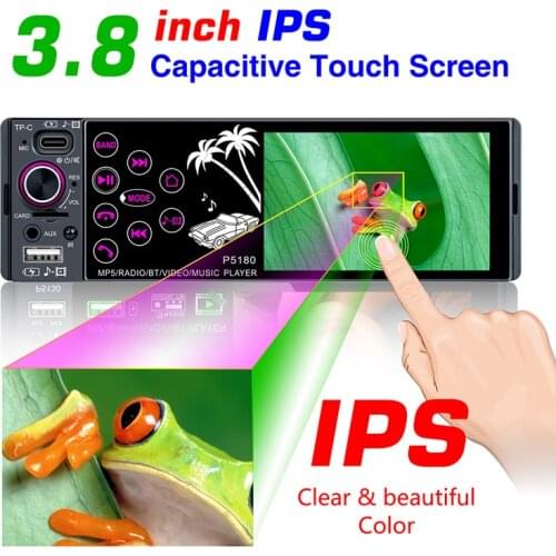 Car Radio 1 DIN Bluetooth IPS Screen Full Touch Subwoofer Output 3.8 Inch MP5 Color Backlight FM Multi-Language TP-C Interface