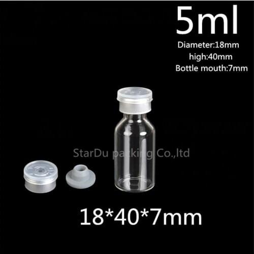 Free Shipping 100Pcs/lot diameter 18mm 5ml Clear Injection Glass Vial With Flip Off Cap, 5cc Glass Bottles penicillin bottles