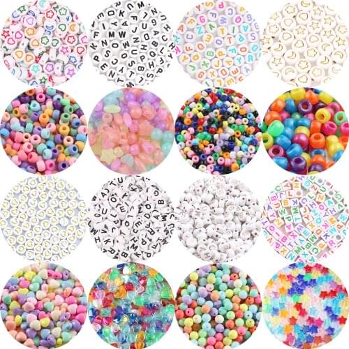 Letter Digital Heart Acrylic Beads Round Flat Alphabet Cube Loose Spacer Beads For Jewelry Making Handmade Diy Bracelet Necklace