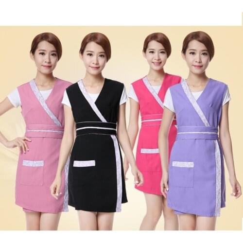 Beauty Salon black Beautician apron tunic nail salon artist apron high quality apron