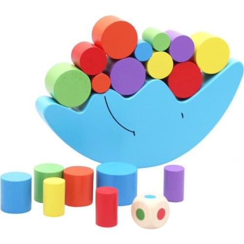 Children Montessori Wood Moon Balance Game Kids Educational Toys For Children Wooden Toys Balancing Blocks Baby