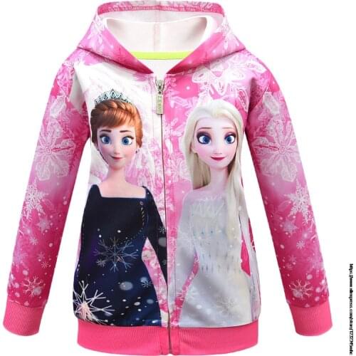 Disney childrens Korean clothing Frozen Elsa girl jacket 2 to 8 years autumn winter cartoon print zipper like baby coat hooded