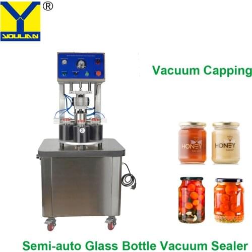 Double/Four Stations Vacuum Capping Machine for Glass Bottle Glass Can Vacuum Cealing Machine Glass bottle Capping Machine