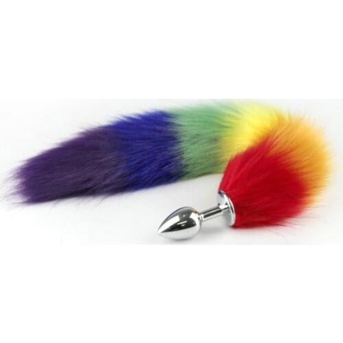 Exotic Erotic Accessories Metal Backyard Colored Tail Anal Plug Fox Tail Cat Girl Cosplay Alternative Costume Dildo for Anal