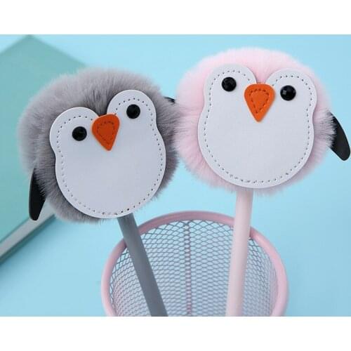 Ellen Brook 1 Pcs Plush Fluffy Gel Pen Gift Stationery School Office Supply Sweet Lovely Sweet Pretty Cartoon Animals Bird Pen