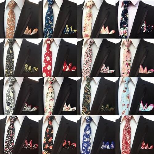 GUSLESON Fashion New 6cm Floral Men Ties Set Paisley Cotton Jacquard Woven Neck Tie Suit Wedding Party Business Suit Wedding