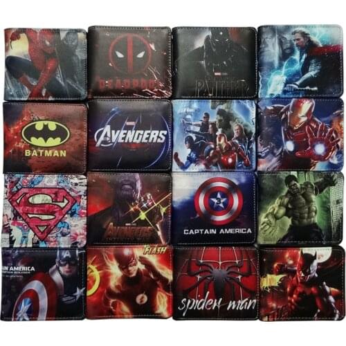 New Disney Anime Wallet Marvel Spider-Man Iron Man The Avengers PU Short Coin Purse Casual Fashion Mens Wallet Birthday Gifts