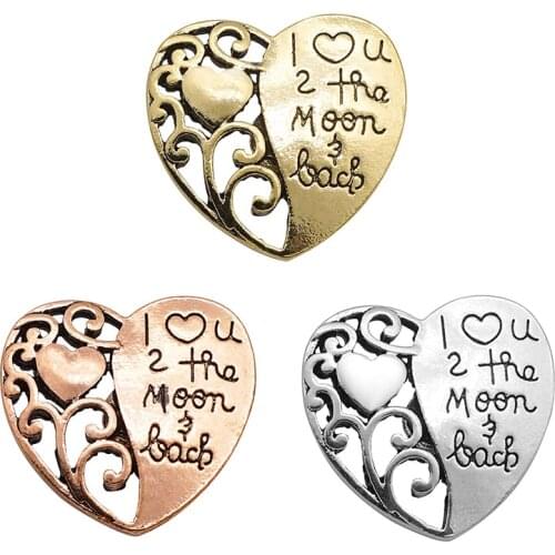 KZ3262 New Fashion Beauty Hollow Heart I love you to the moon&back 25mm snap buttons fit 18mm snap jewelry wholesale