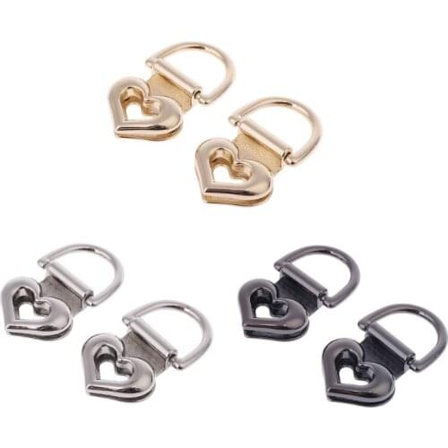 2pcs Metal Heart Shape Clasp Turn Lock Twist Locks for DIY Handbag Shoulder Bag Purse Hardware 28GD
