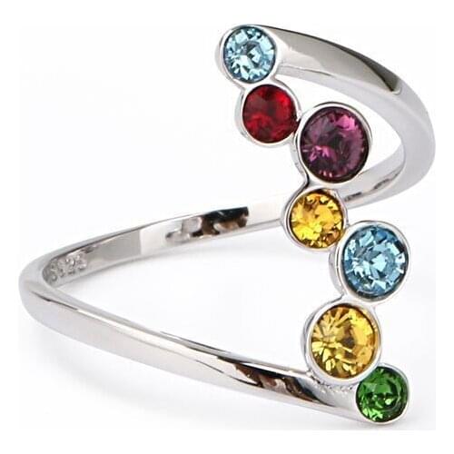 Trendy Colorful Round Zircon Rings For Women Luxury Female Jewelry Engagement Party Accessories Birthday Gifts