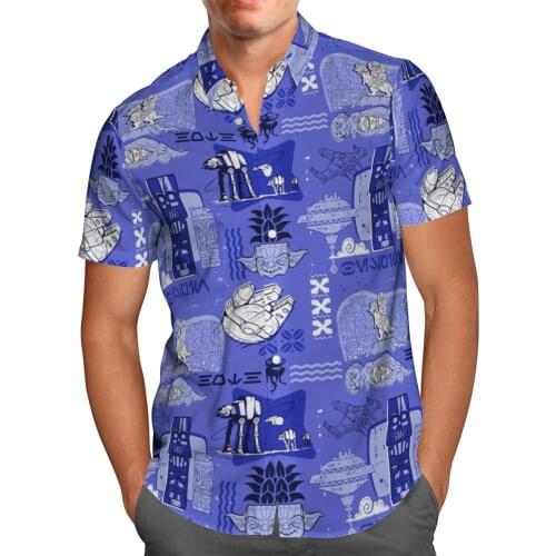 Spaceship 3D Beach Hawaiian 2021 Summer Men Shirt Short Sleeve Shirt Streetwear Oversized 5XL Camisa Social Chemise Homme-152