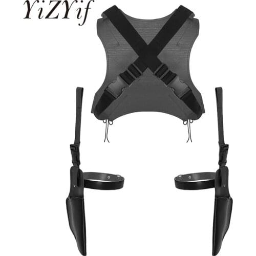 Men harness belt cosplay Faux Leather Dual Sword Carrying Back Scabbard Holder Harness Back Belt/Pistol Holster Cosplay Costumes