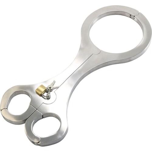 304 Stainless Steel BDSM Bondage Flail Metal Handcuffs Slave Collar Torture Hand Cuffs Sex Toys For Couples Restraints Tools