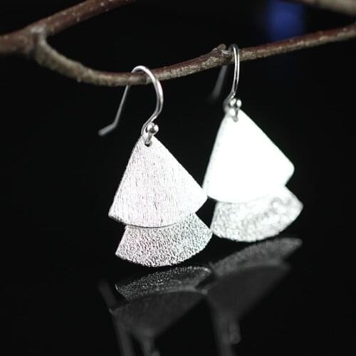 Nepal Pure Handmade 925 Sterling Silver Drop Earrings For Women,New Arrival Ladies fashion drawing Leaf Earrings Gift
