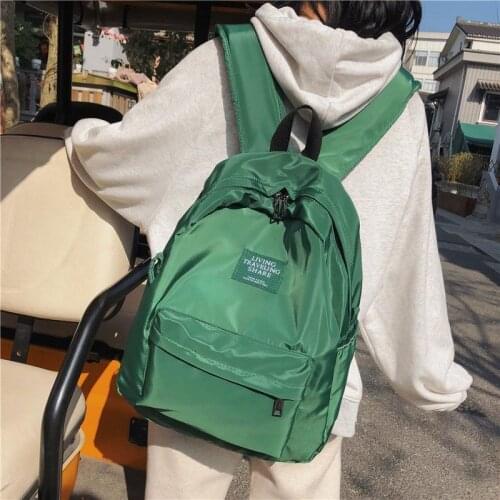 Backpack Nylon Unisex Casual Solid Softback Zipper High-Capacity Backpacks for Women Preppy Style Simple All-match Girls Bag