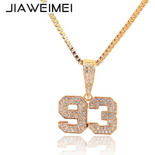 Personalized Diamond Number Necklace for Men Women Box Chain Rhinestone Hip Hop Jewelry