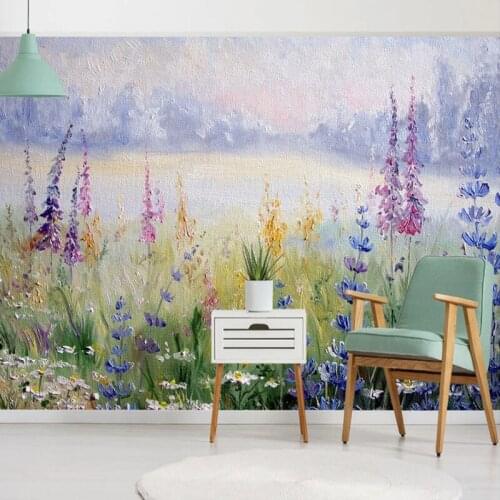 Custom Photo 3D Fresh Flower Pastoral Wall Mural Oil Painting Restaurant Bedroom Living Room TV Background Wallpaper Home Decor