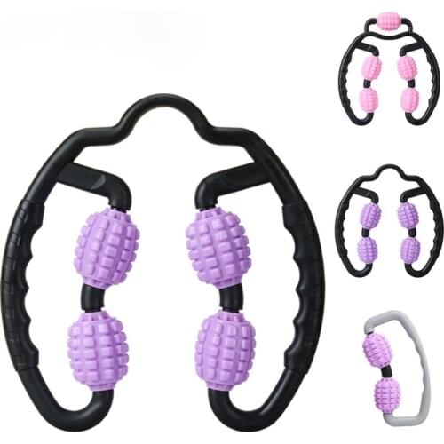 U Shape Trigger Point Massage Roller for Arm Leg Neck Muscle Tissue for Fitness Gym Yoga Pilates Sports 5 Wheel Face Lift Tool