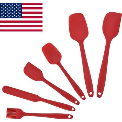 6Pcs Silicone Kitchen Gadgets Spatula Set Kitchenware Cream Scraper Baking Cooking Tools Spatula Oil Brush Set