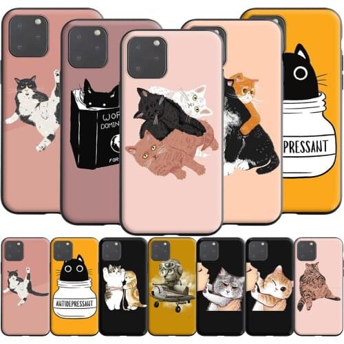 Funny Cat Cute Silicone Case for Apple iPhone 13 12 Mini 11 Pro XS X XR Max 8 7 6S 6 Plus SE 5S