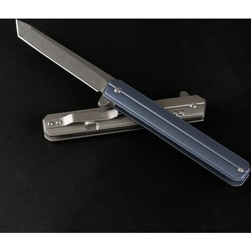 2 Handle Styles Flipper Folding Knife D2 Stone Wash/Satin Tanto Point Blade TC4 Titanium Alloy Handle