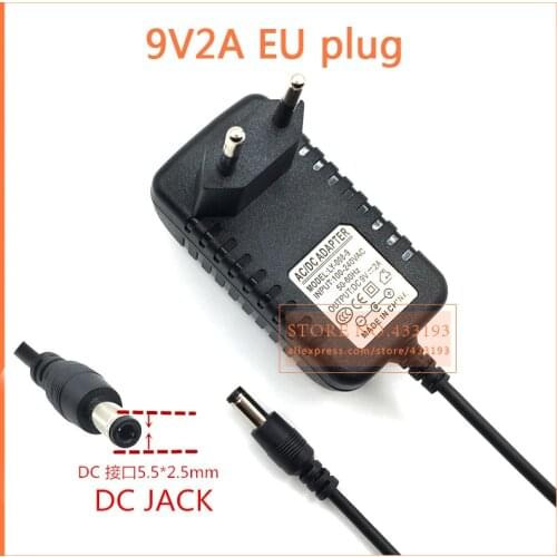 Universal New 5.5x2.5mm EU/UK/UK/AU Plug 9V 2A DC Adapter Charger Power Supply For Wireless Router Switches Security Cameras