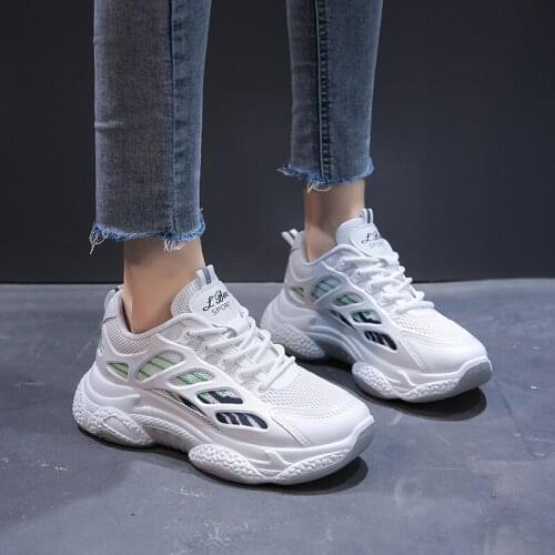 Breathable Mesh Chunky Sneakers Women 2021 Fashion Platform Lace Up Sport Shoes Woman Non Slip Casual Vulcanized Shoes