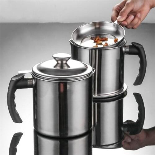 1.3L Stainless Steel Oil Strainer Tank Container Jug Creative Storage Can With Filter Kitchen Oil Pot Household Cooking Tools