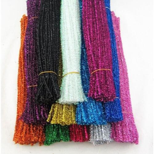 100pc/lot Assorted Glitter Metallic Chenille Stems Sparkly Pipe Cleaners Kindergarten Kids Education Toys DIY Craft Accessory