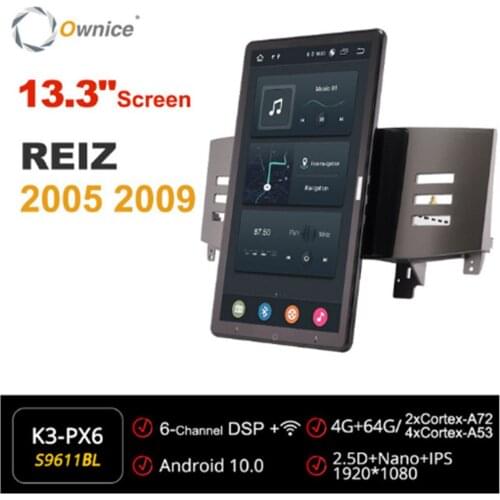 1920*1080 Android 10.0 Ownice 13.3 Inch Rotation Autoradio 1 Din forToyota REIZ 2005-2009 Car Radio Auto GPS Multimedia DSP IPS