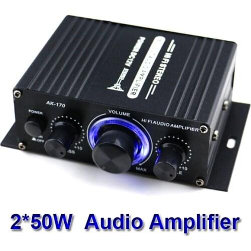 2*50W Audio Power Amplifier Stereo 20W~200W Bass Treble Equalizer HiFi Class D Digital Mini Music AMP