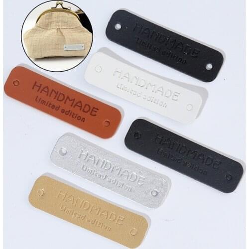 20PCS PU Leather Garment Label DIY Hats Bags Sewing Tags HandMade Limited Edition Letter Label For Clothes