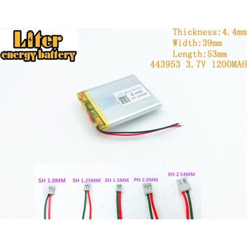 443953 1200MAH 3.7V lithium polymer battery FOR 3.7V 1200MAH 443953 PLUG GPS MP3 MP4 MP5 polymer rechargeable battery