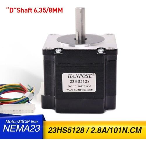 1pcs 57 step motor 57x51mm 101N.cm 23HS5128 2.8A D - 6.35MM 8MM for robot 3D printer accessories Stepper motor NEMA23