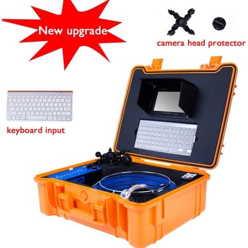 7inch 20M 25mm HD Camera Lens Drain Sewer Pipeline Industrial Endoscope Pipe Inspection Video Camera With Keyboard 12pcs Leds