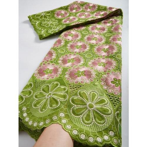 African Lace Fabric High Quality 2021 Cotton Lace Swiss Voile Lace Fabric Green Dry Lace Fabric For Wedding Party Dress 2.5Yards