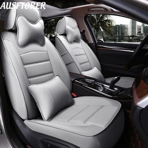 AUSFTORER Custom Automobiles Seat Covers for Volvo S60 2011-2017 Cowhide & Perforated Leatherette Car Seat Cover Set Accessories
