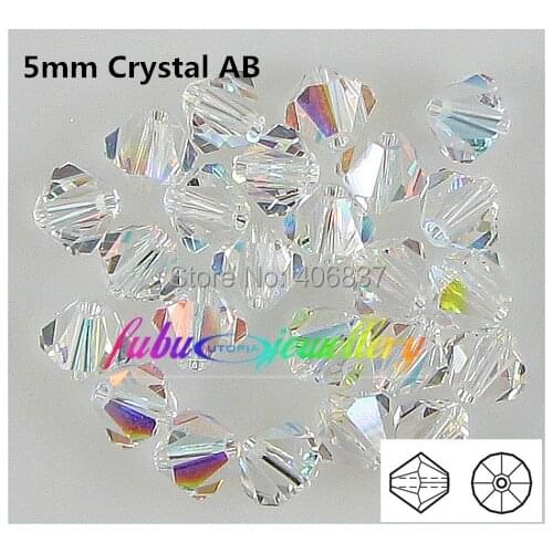 Free Shipping! 576pcs/Lot, AAA Chinese Top Quality 5mm Crystal AB / Clear AB Crystal Bicone Beads