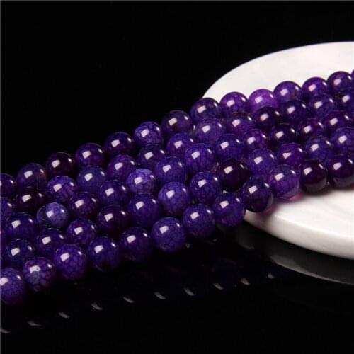 Natural Stone Cracked Agat Bead Round Purple Amethysts crystals Loose Spacer Beads For Jewelry Making DIY Bracelet 6/8/10mm