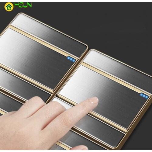 Household Brushed Switch socket panel 5 hole USB socket 16A air conditioning socket 1Gang 2 Gang 3 Gang 4 Gang 1Way 2Way switch