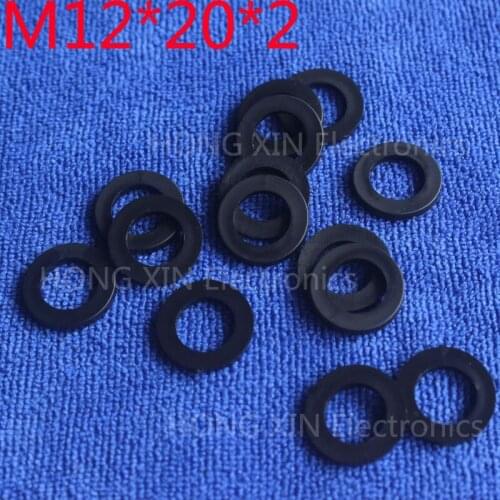 M12*20*2 Black 100pcs Nylon Washer Plastic Flat Spacer Washer Thickness circular round Gasket Ring High Quality circular