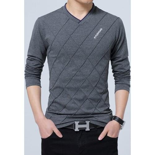 Men T-shirt Slim Fit Custom T-shirt Fad Vogue Crease Design Long Stylish Luxury V Neck Tee Shirts Homme Fitness T-shirt