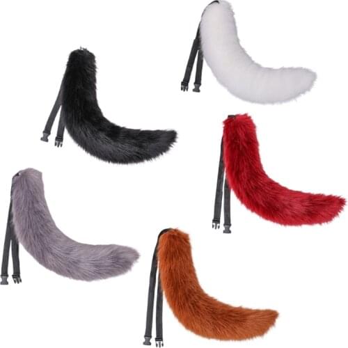 70cm Novelty Fake Faux Fur Animal Bendable Tail Solid Color Foxtail for Adult Kids Furry Wolf Halloween Party Cosplay Fancy 094B