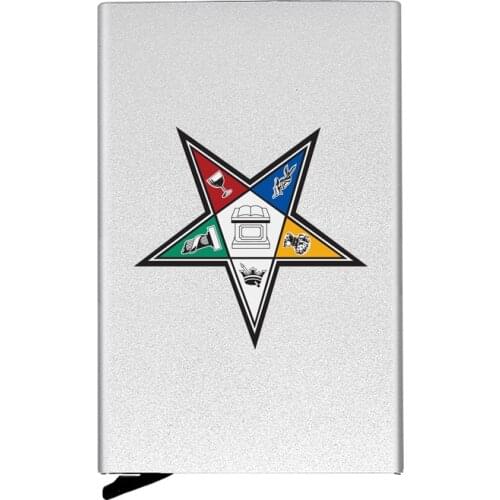 Classic Metal Men Women Credit Card Holder High Quality Masonic Order of the Eastern Star Printing Travel ID Case Aluminum Box