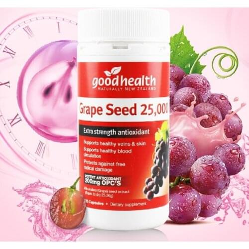 NewZealand Good Health Grape Seed OPCs Collagen 25000mg 120capsule Women Health supplement Healthy Skin Veins Blood Circulation