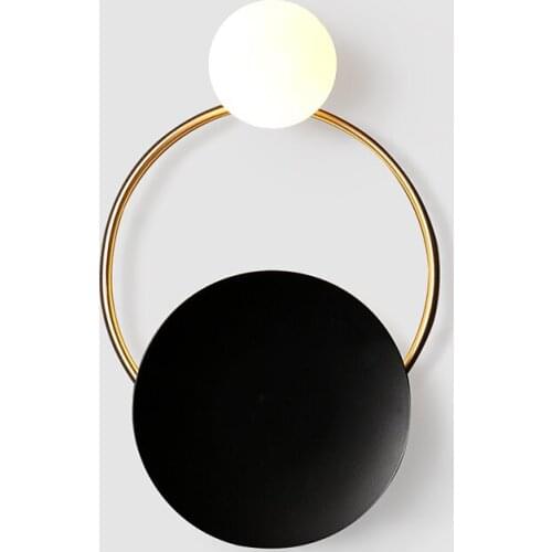 Creative Background Modern Glass Ball Wall Lamps Living Room Black LED Wall Lights for Bedroom Bedside Restaurant Wall Lighting