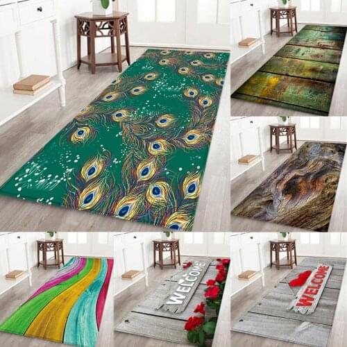 Wood Grain Welcome Kitchen Anti-slip Mat Living Room Balcony Bathroom Outdoor Printed Carpet Corridor Absorbent Door Mat