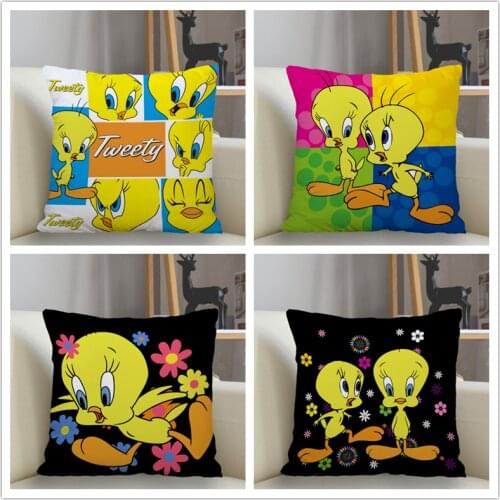 Musife Tweety bird Pillowcase Custom Square Pillow Cover Case Zipper Pillowcase 35*35,40*40,45*45cm Drop Shipping