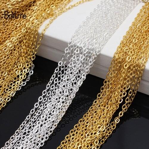 BoYuTe (90-100 Meters/Lot) 3*4MM Flat Gold Chain 3 Colors Plated Diy Metal Chain Findings for Jewelry Making